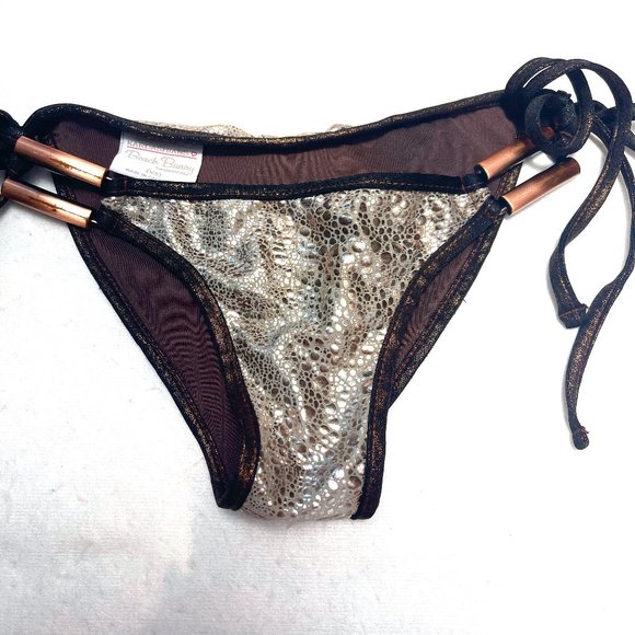Beach Bunny Metallic Gold side tie 2 pc swimsuit - Picture 9 of 16